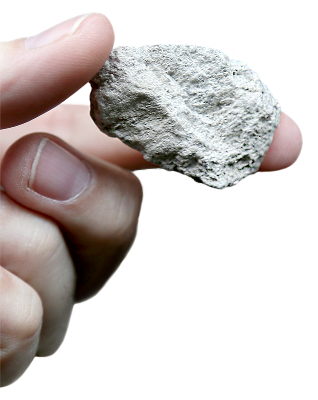 dislaying a large pumice stone